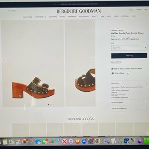 Veronica’s Beard suede Halifax double buckle clogs.